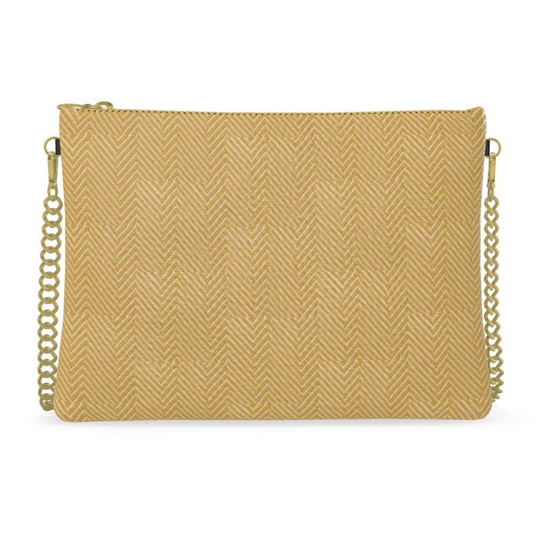 Crossbody Bag With Chain/Golden Chevron Heirloom Weave Art Print