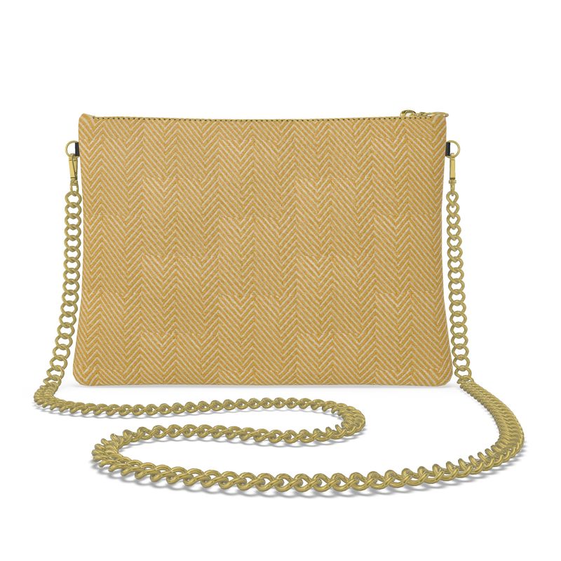 Crossbody Bag With Chain/Golden Chevron Heirloom Weave Art Print